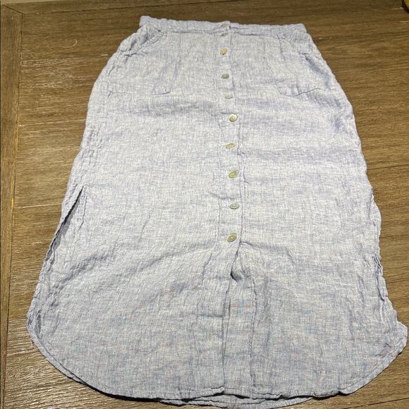 Tahari Light Blue Button-Front Maxi Skirt - Picture 1 of 2
